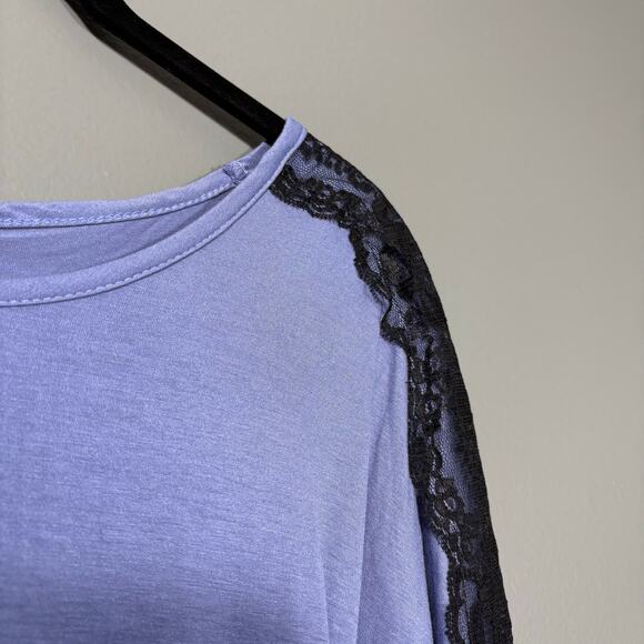 Noble U Women's Whimsygoth Lace Trim Blue T-Shirt - Size Small - Coquette Top - Picture 2 of 6